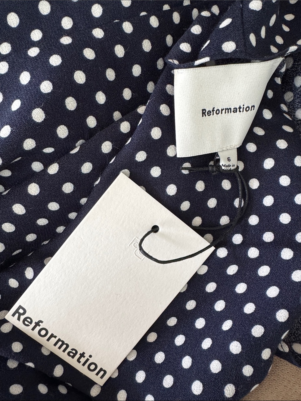 Reformation Navy and White Polka Dot Maxi Dress - Picture 11 of 11